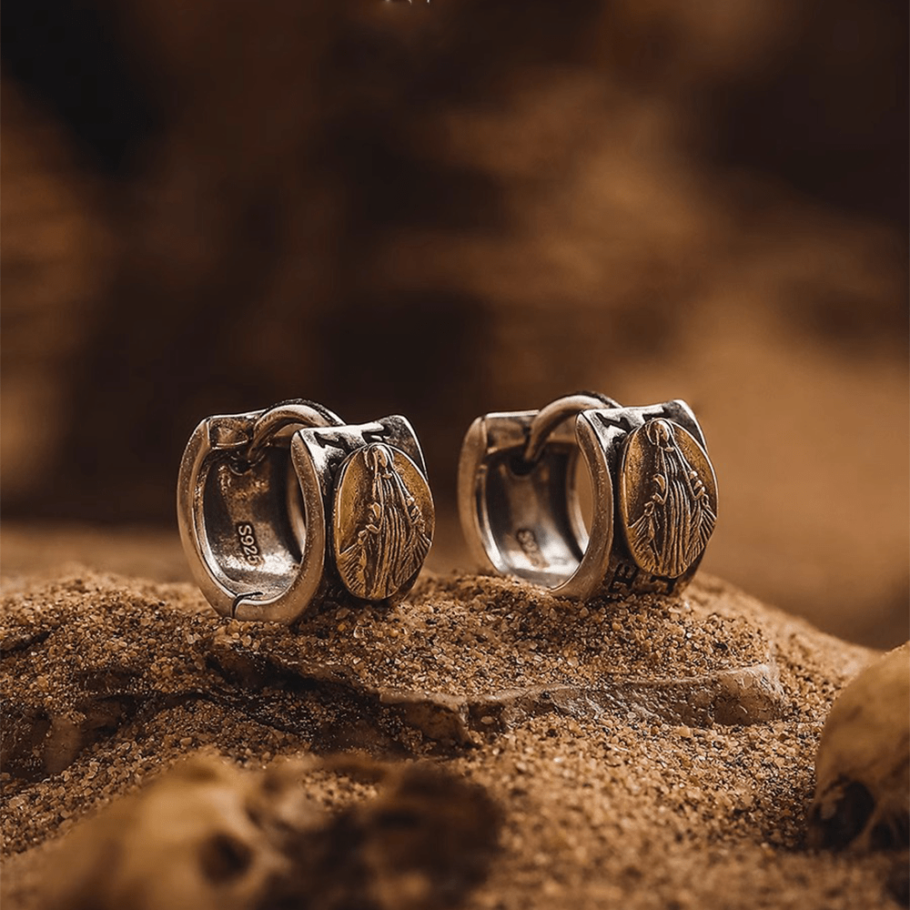 Christianartworkshop Virgin Mary Silver Earrings Religion Jewelry - Virgin Mary - image 1