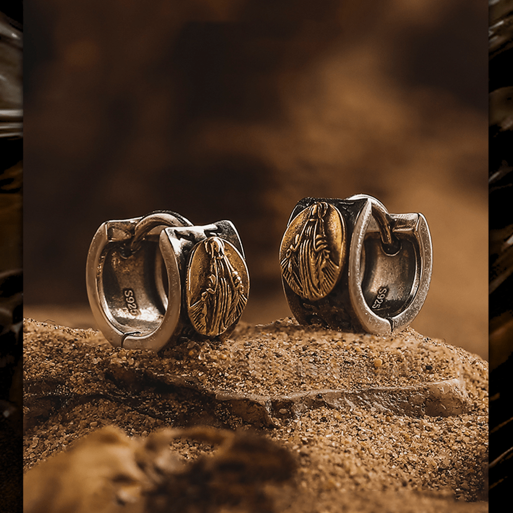 Christianartworkshop Virgin Mary Silver Earrings Religion Jewelry - image 2