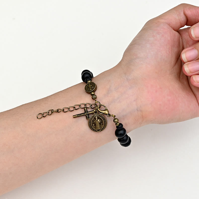 Christianartworkshop Ebony Beads St. Benedict the Blessed Protection Bracelet - image 1