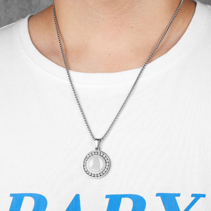 Christianartworkshop Zircon Set Virgin Mary Titanium Pendant Necklace - image 9