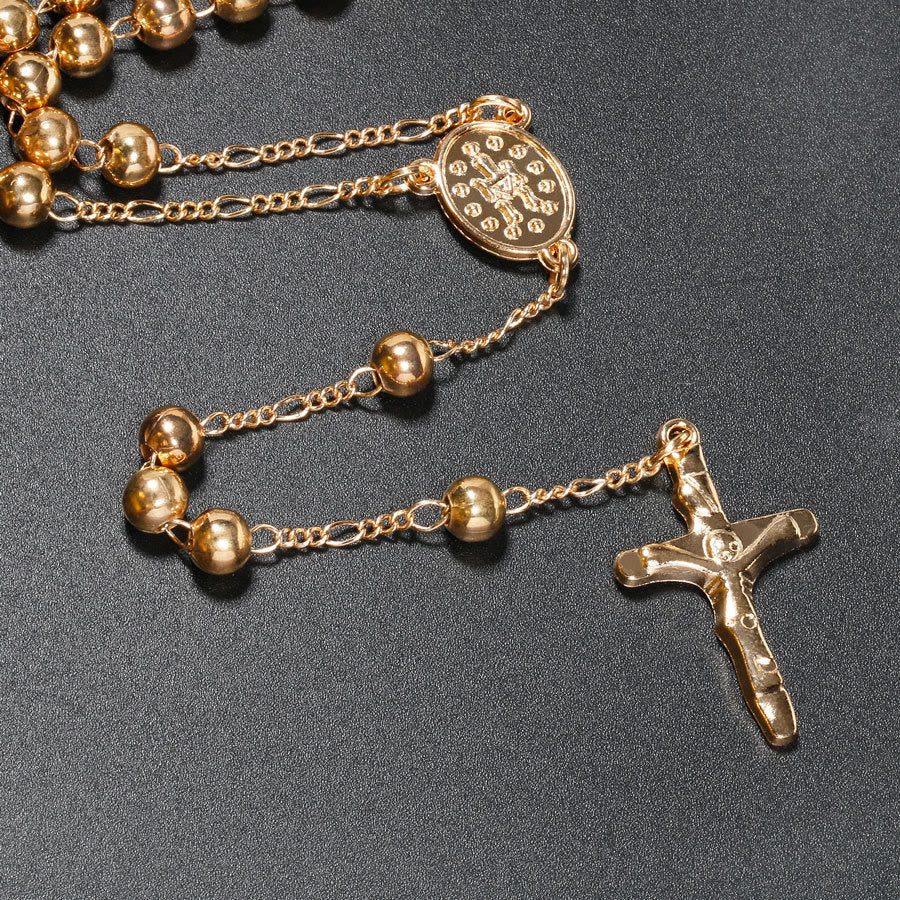 Christian Virgin Mary Long Chain Jesus Cross Religion Rosary - image 1