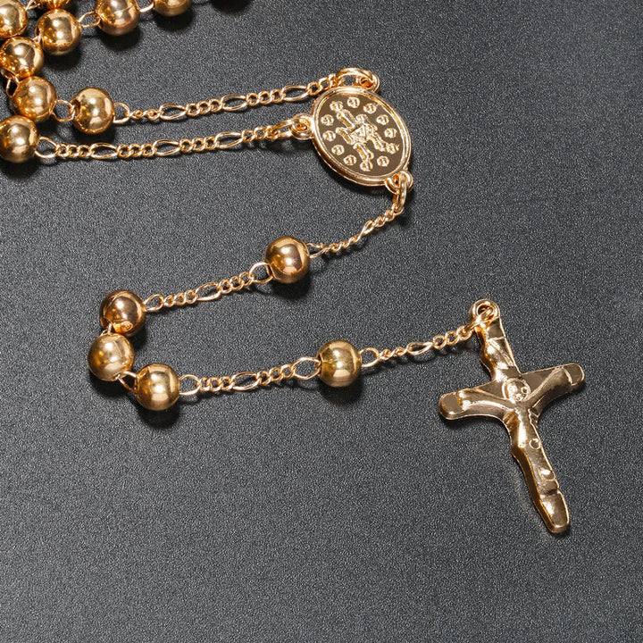 Christian Virgin Mary Long Chain Jesus Cross Religion Rosary - image 1