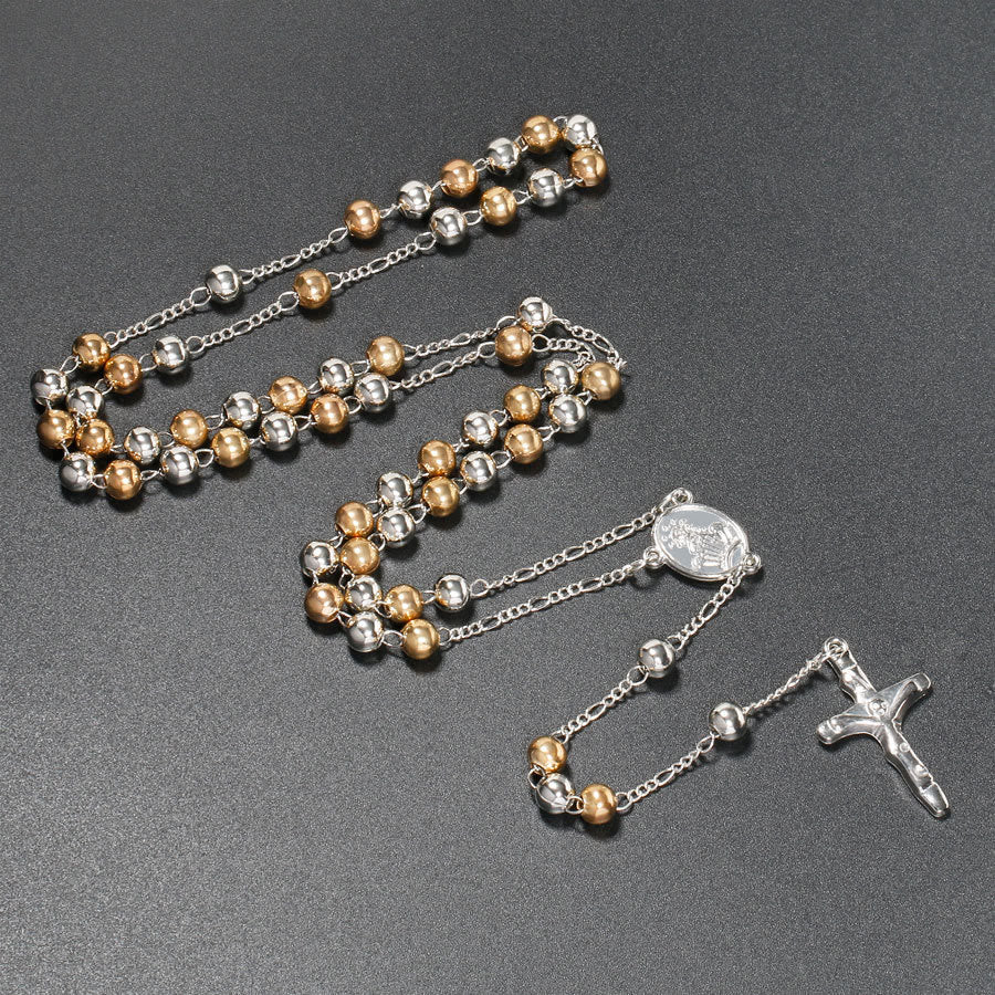 Christian Virgin Mary Long Chain Jesus Cross Religion Rosary - Multicolor - image 2
