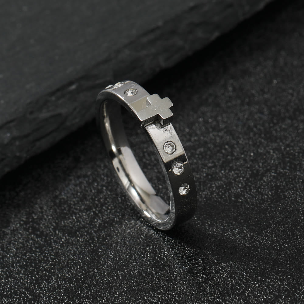 Christianartworkshop Colorfast Three-dimensional Cross Stainless Steel Ring - Silver - AU Size S (US 9) - image 3