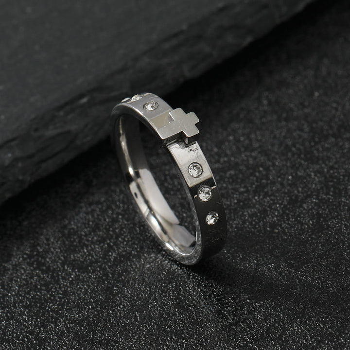 Christianartworkshop Colorfast Three-dimensional Cross Stainless Steel Ring - Silver - AU Size S (US 9) - image 3