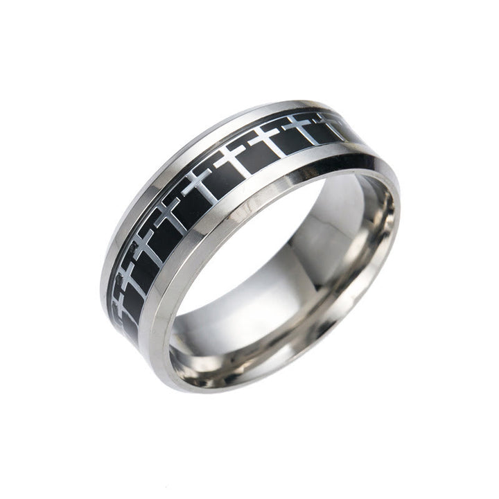 Christianartworkshop Shinny Jesus Cross Ring Religious Band Jewelry  - Black-silver - AU Size Z（US 13） - image 9