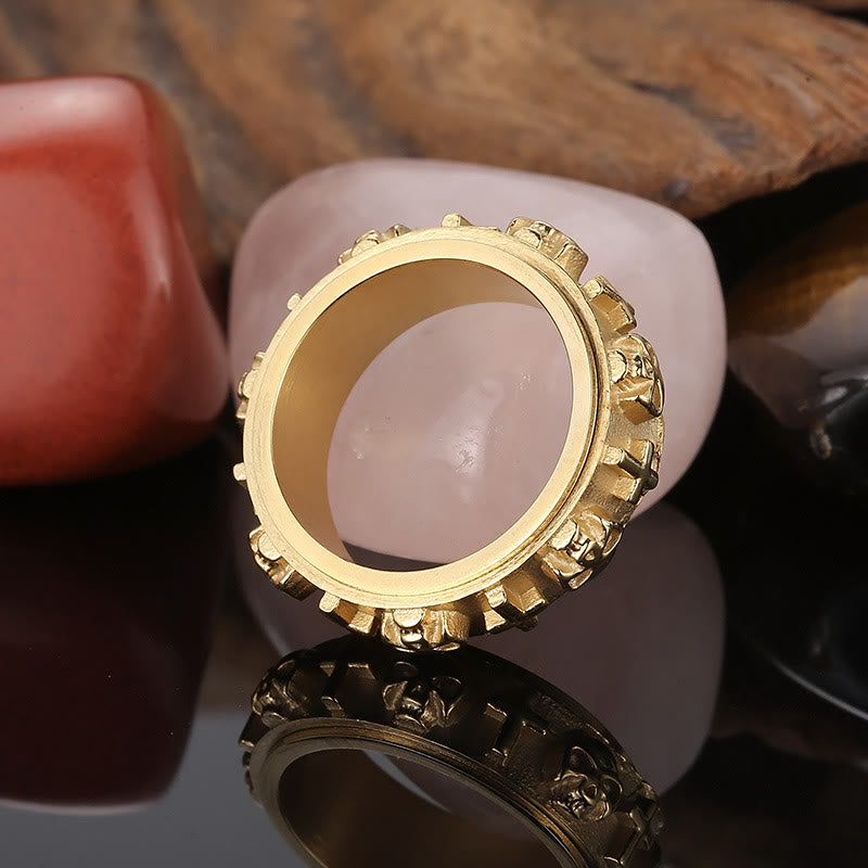 Christianartworkshop Rotatable Skull Head Cross Religion Ring - Golden - AU Size Z（US 13） - image 4