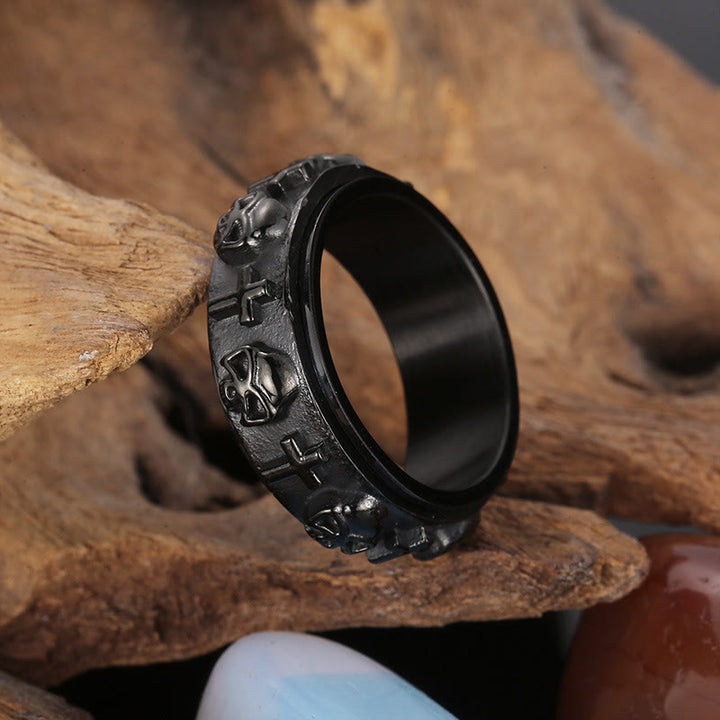 Christianartworkshop Rotatable Skull Head Cross Religion Ring - Black - AU Size Z（US 13） - image 7