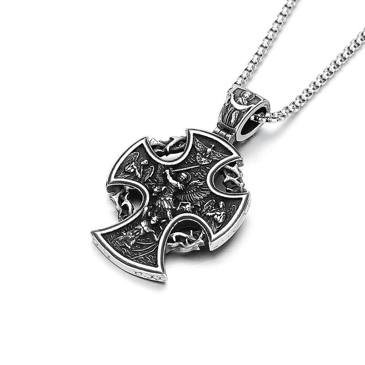 Christianartworkshop St. Benedict the Protector & St. Micheal the Archangel Necklace