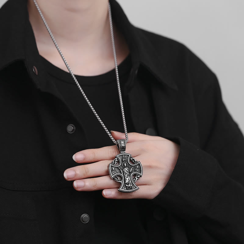Christianartworkshop St. Benedict the Protector & St. Micheal the Archangel Necklace