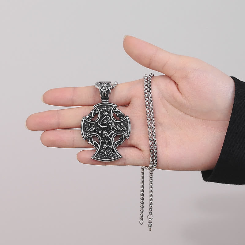 Christianartworkshop St. Benedict the Protector & St. Micheal the Archangel Necklace