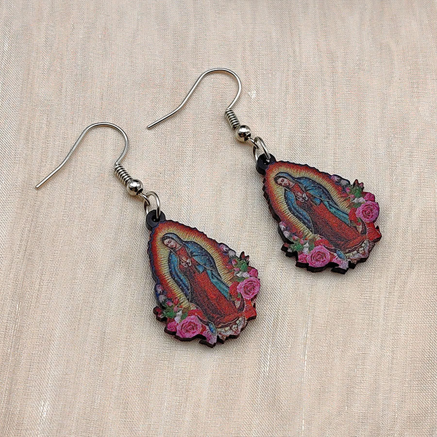 Christianartworkshop Our Lady Of Guadalupe Virgin Mary Colorful Earrings - image 3