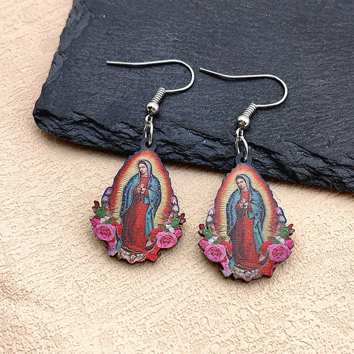 Christianartworkshop Our Lady Of Guadalupe Virgin Mary Colorful Earrings - Our Lady - image 1