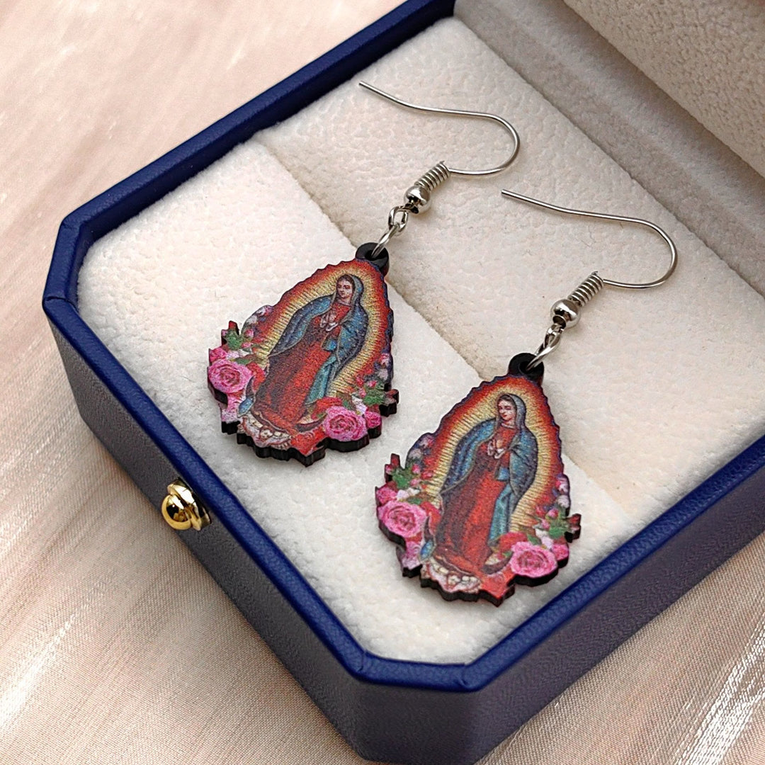 Christianartworkshop Our Lady Of Guadalupe Virgin Mary Colorful Earrings - image 2