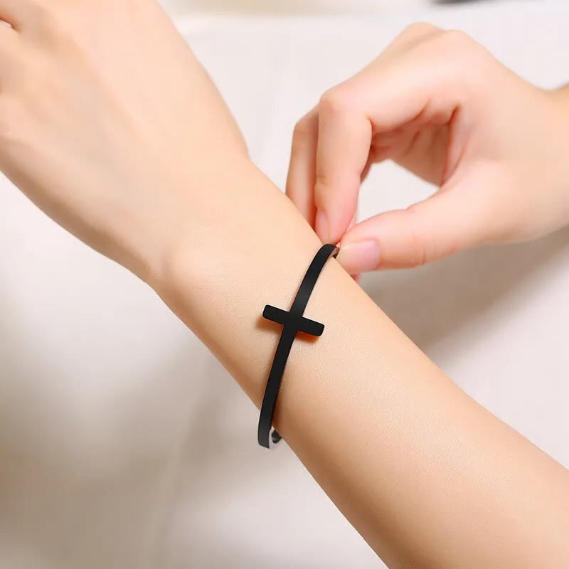 Christianartworkshop Silver Cross Cuff Bangle Religion Bracelet - image 8