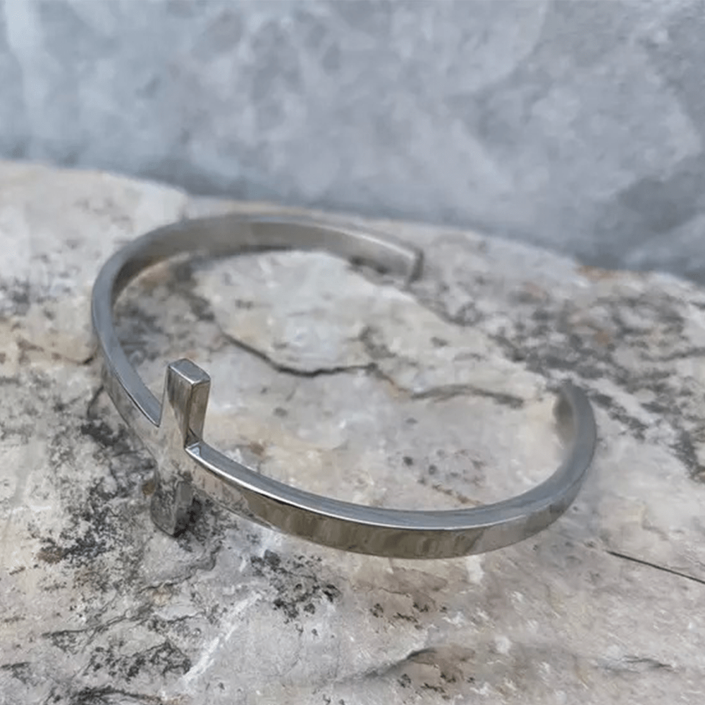 Christianartworkshop Silver Cross Cuff Bangle Religion Bracelet - image 3