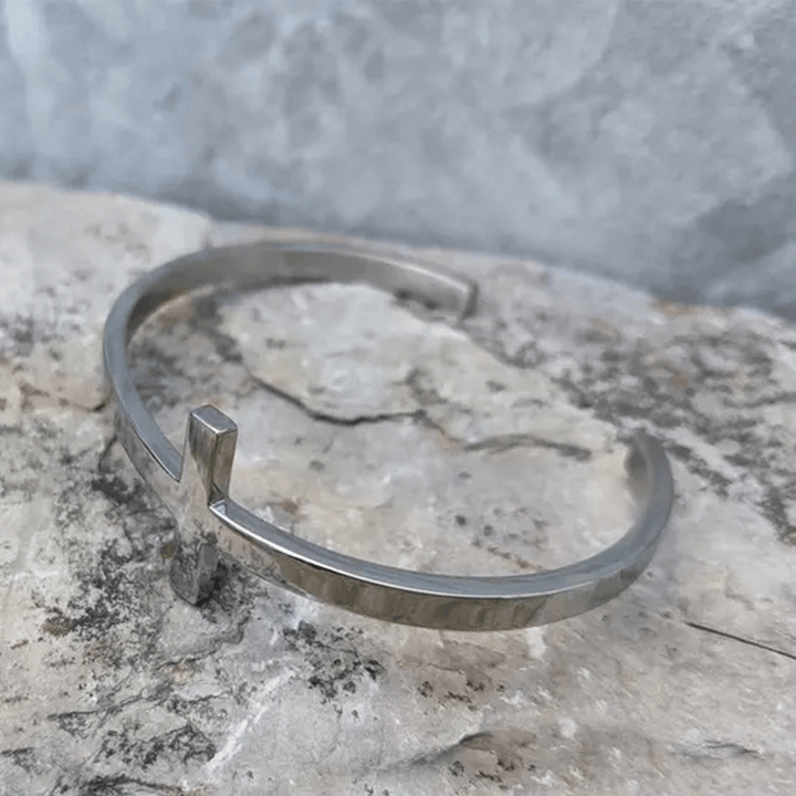 Christianartworkshop Silver Cross Cuff Bangle Religion Bracelet - image 3