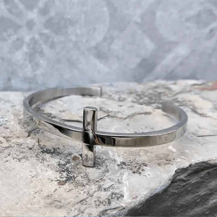 Christianartworkshop Silver Cross Cuff Bangle Religion Bracelet - image 2