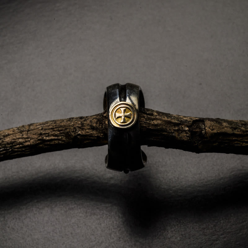 Christianartworkshop Medieval Retro Cross Iris Adjustable Ring