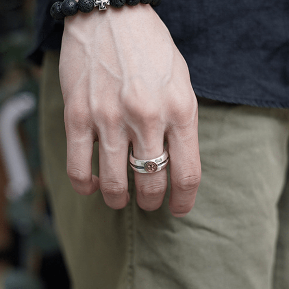 Christianartworkshop Medieval Retro Cross Iris Adjustable Ring