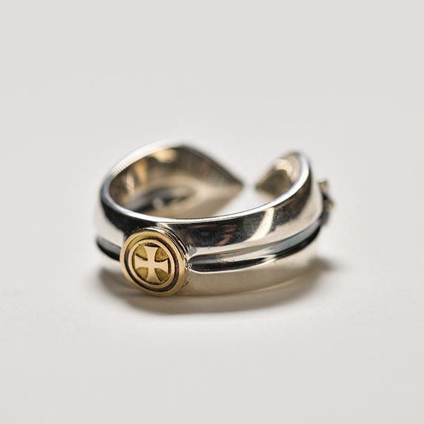 Christianartworkshop Medieval Retro Cross Iris Adjustable Ring