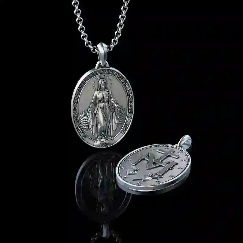 Christianartworkshop Crafted Silver Maria Pendant Necklace Religion Jewelry - Silver - image 0