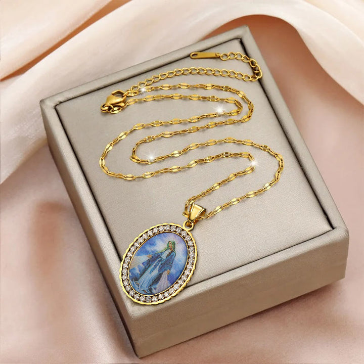 Christianartworkshop Virgin Mary Painting Necklace Religious Icon Jewelry - image 2