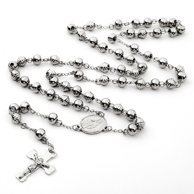 Jesus Cross Stainless Steel Beads Rosary - Stainless Steel Beads - image 0