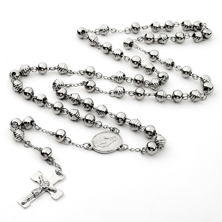 Jesus Cross Stainless Steel Beads Rosary - Stainless Steel Beads - image 0