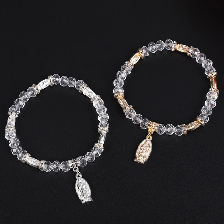 Christianartworkshop Clear Glass Bead Bracelet with Virgin Mary Pendant - image 3