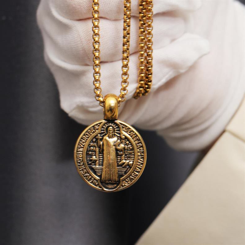 Christianartworkshop Double-Sided Pattern St. Benedict Symbol Necklace - image 2