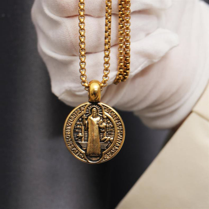 Christianartworkshop Double-Sided Pattern St. Benedict Symbol Necklace - image 2