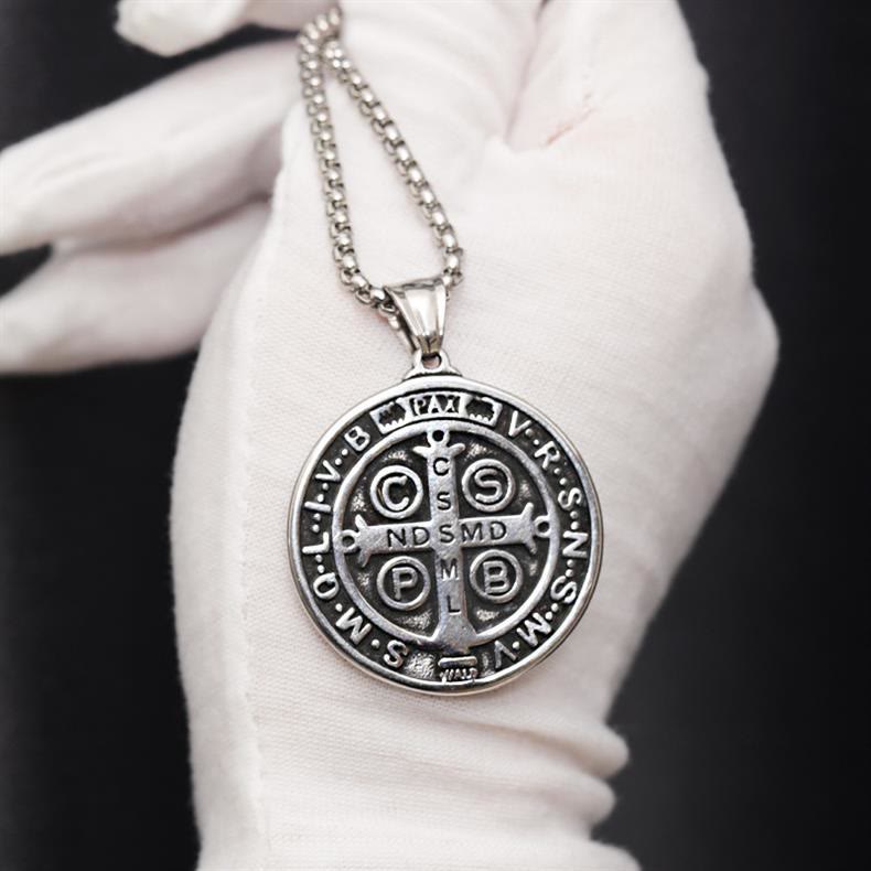 Christianartworkshop Double-Sided Pattern St. Benedict Symbol Necklace - image 9