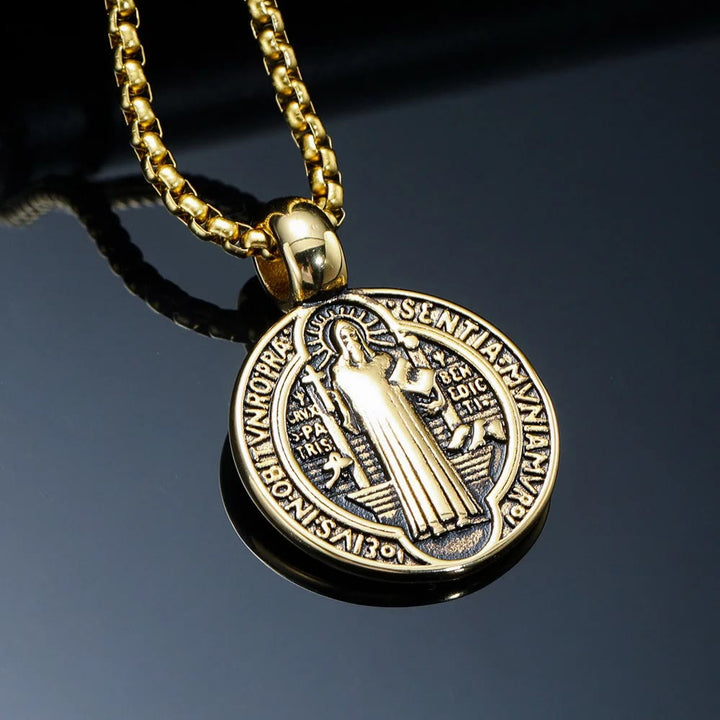 Christianartworkshop Double-Sided Pattern St. Benedict Symbol Necklace - image 1