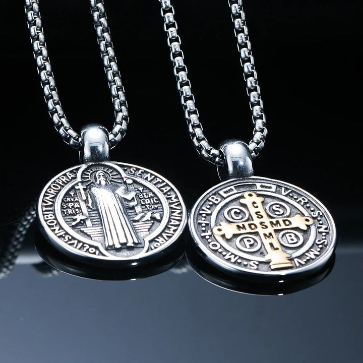 Christianartworkshop Double-Sided Pattern St. Benedict Symbol Necklace - image 6
