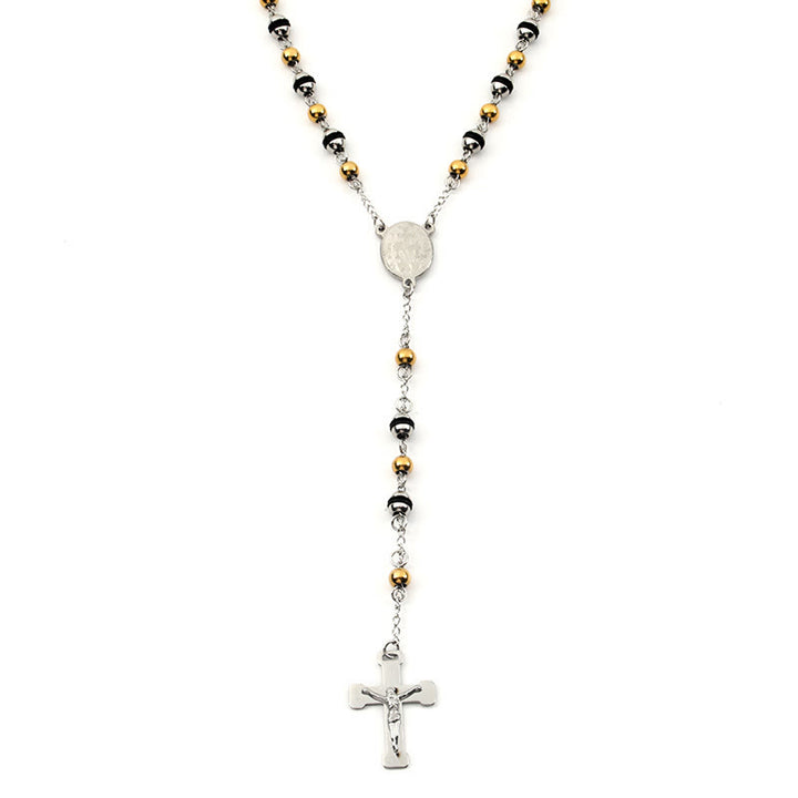 Stainless Steel Bead Chain Cross Pendant Rosary - image 2