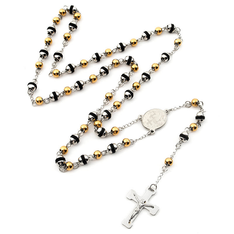 Stainless Steel Bead Chain Cross Pendant Rosary - image 1