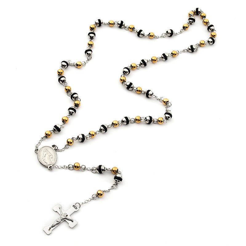 Stainless Steel Bead Chain Cross Pendant Rosary - image 3