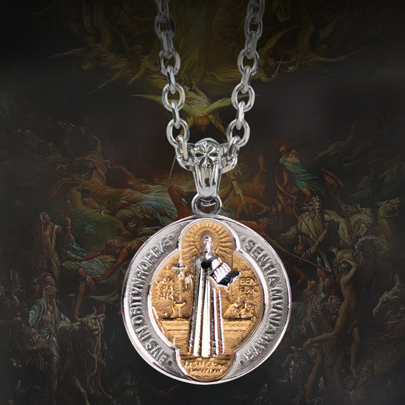 Christianartworkshop St. Benedict Home Blessing Alloy Necklace - image 2