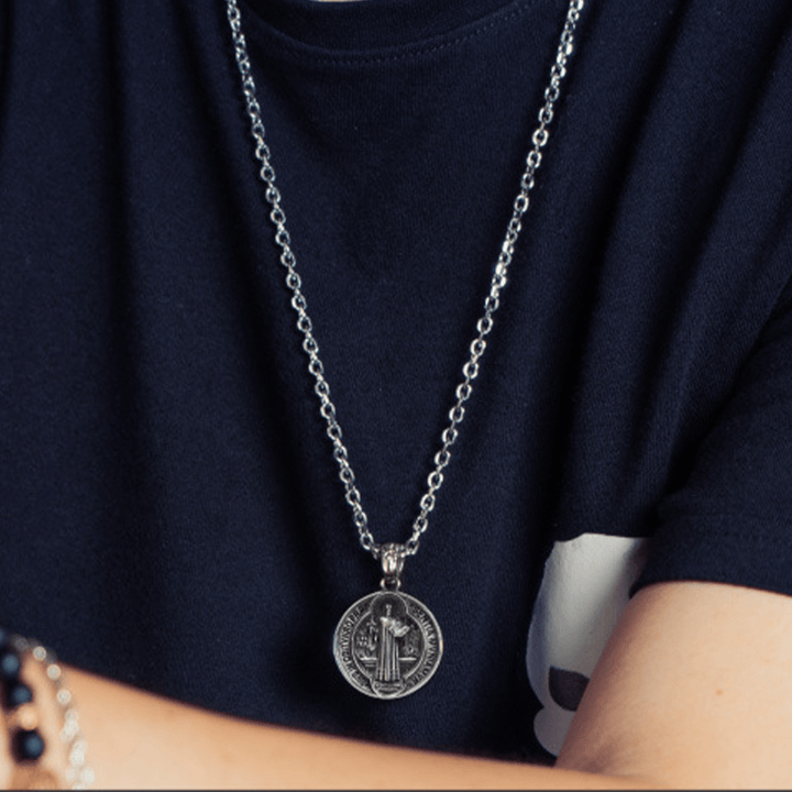 Christianartworkshop St. Benedict Home Blessing Alloy Necklace - image 7