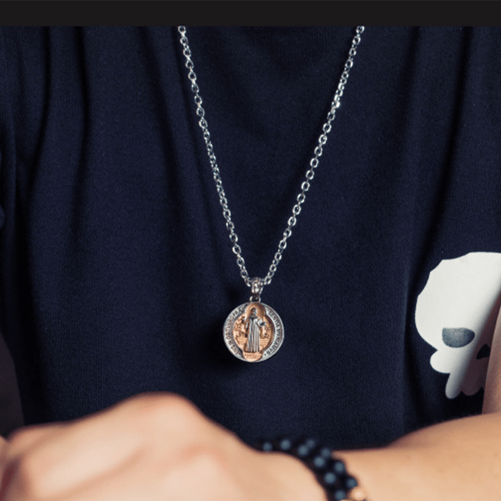 Christianartworkshop St. Benedict Home Blessing Alloy Necklace - image 3