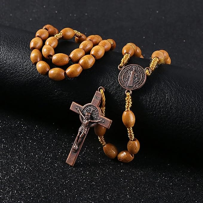 Christianartworkshop St. Benedict Olive Wood Prayer Rosary - Camel - image 4