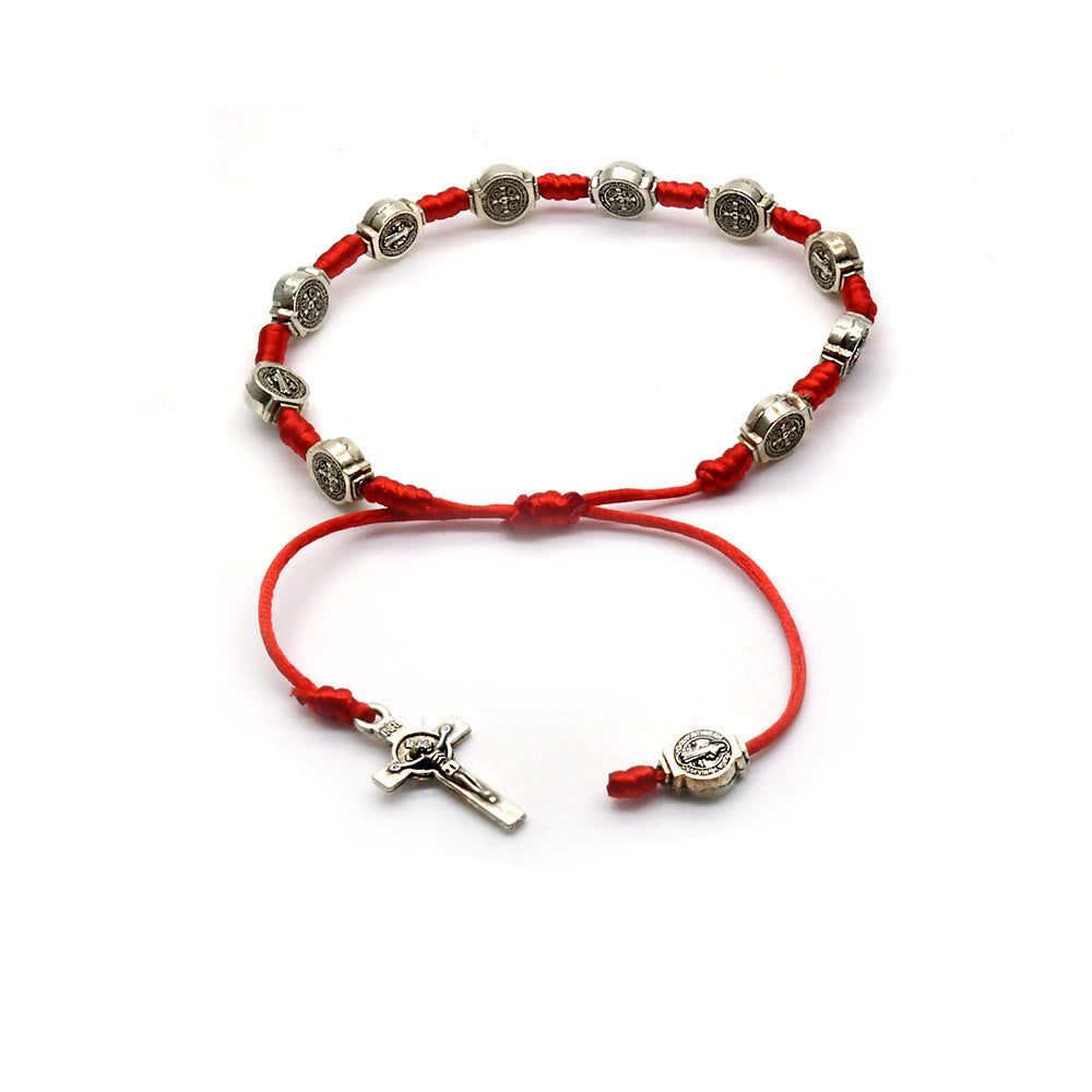 Christianartworkshop St. Benedict Knotted Red String Amulet Bracelet - image 2