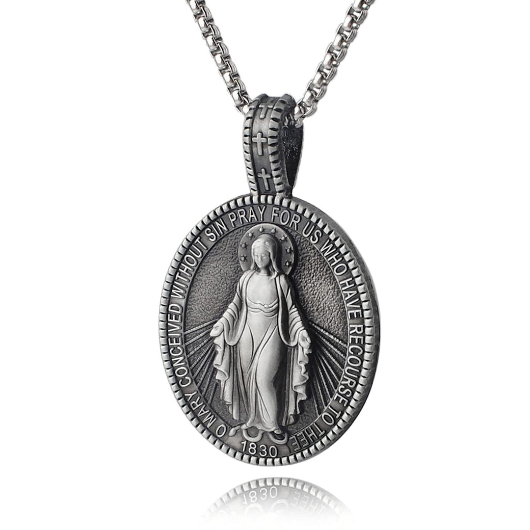 Christianartworkshop Miraculous Virgin Mary Medallion Pendant Necklace