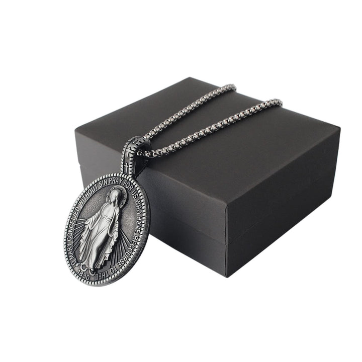 Christianartworkshop Miraculous Virgin Mary Medallion Pendant Necklace