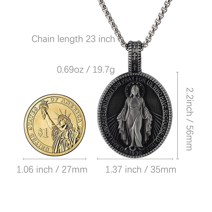 Christianartworkshop Miraculous Virgin Mary Medallion Pendant Necklace - image 4