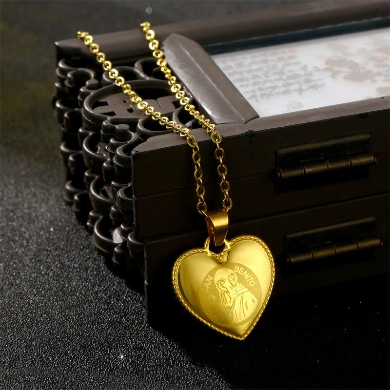 Christianartworkshop Classic St. Benedict Medal Heart Necklace - image 1