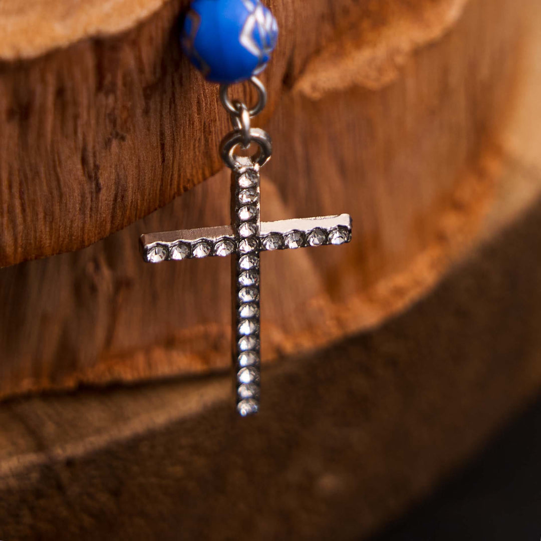 Rose Beads Cross Our Lady Of Guadalupe Bracelet Rosary - image 6