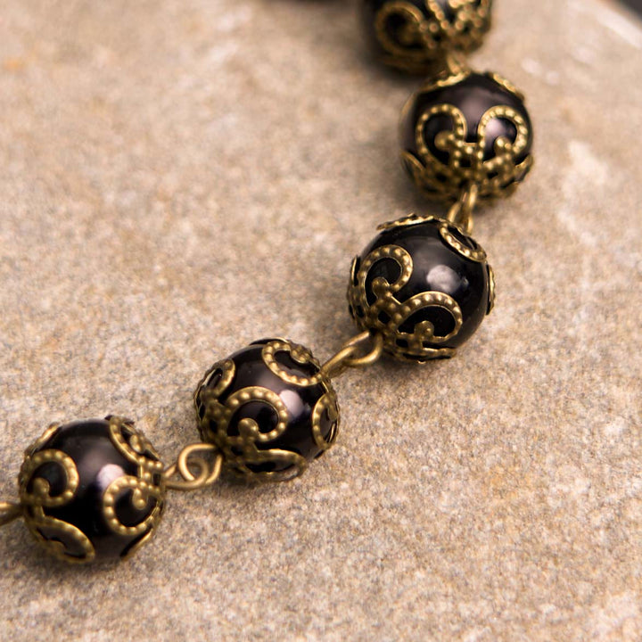 Christianartworkshop Crafted Retro Black St. Benedict Medal & Crucifix Rosary Bracelet - image 2