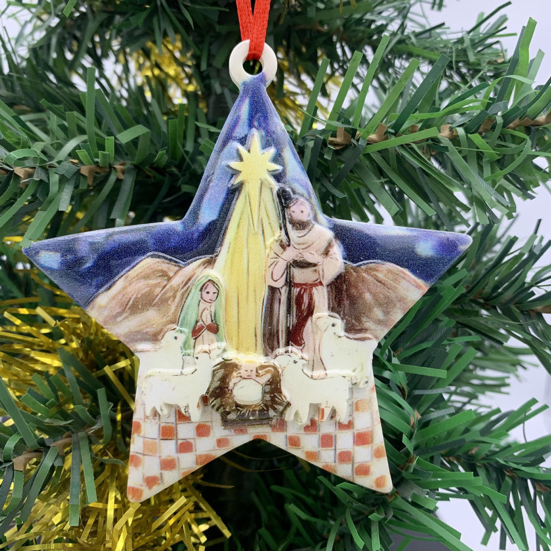 Christianartworkshop Nativity Star Nativity Decor - Pentagram Jesus - image 0